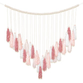 Luxbrand Large Macrame Wall Haning Boho Home Decor, Blush Pink Tassel Wall Decor Bohemian, Bedroom Living Room Girls Room Nursery Dorm Room Decoration Gift for Mom Gift for Woman image 0